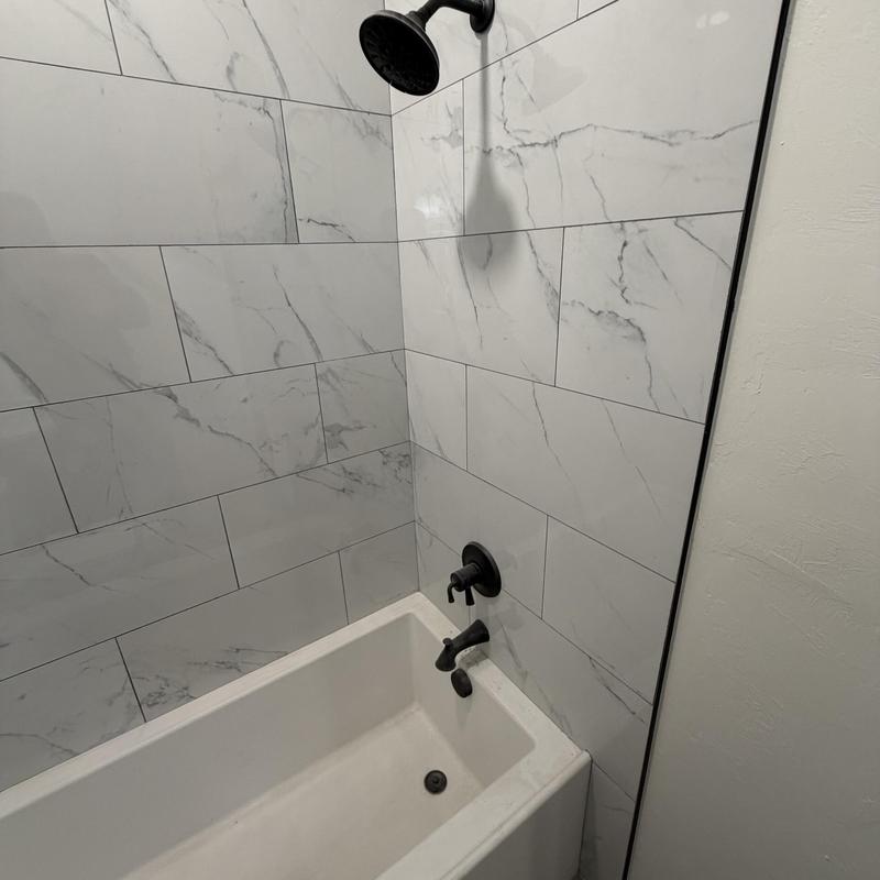 DeltaMoen shower and tub fixtures installed in new home