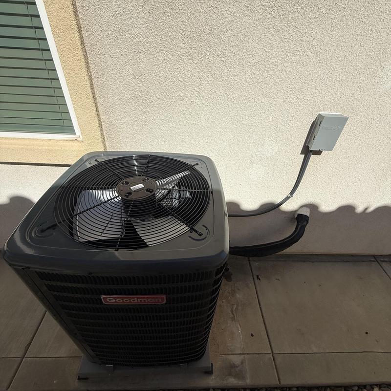 Goodman 3 ton AC unit with disconnect and conduit