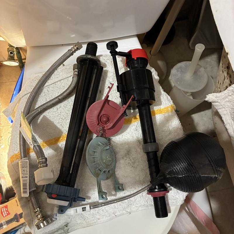 Toilet fill valve and flapper replacement parts