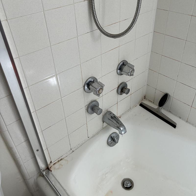 Two-handle shower faucet with removed handles