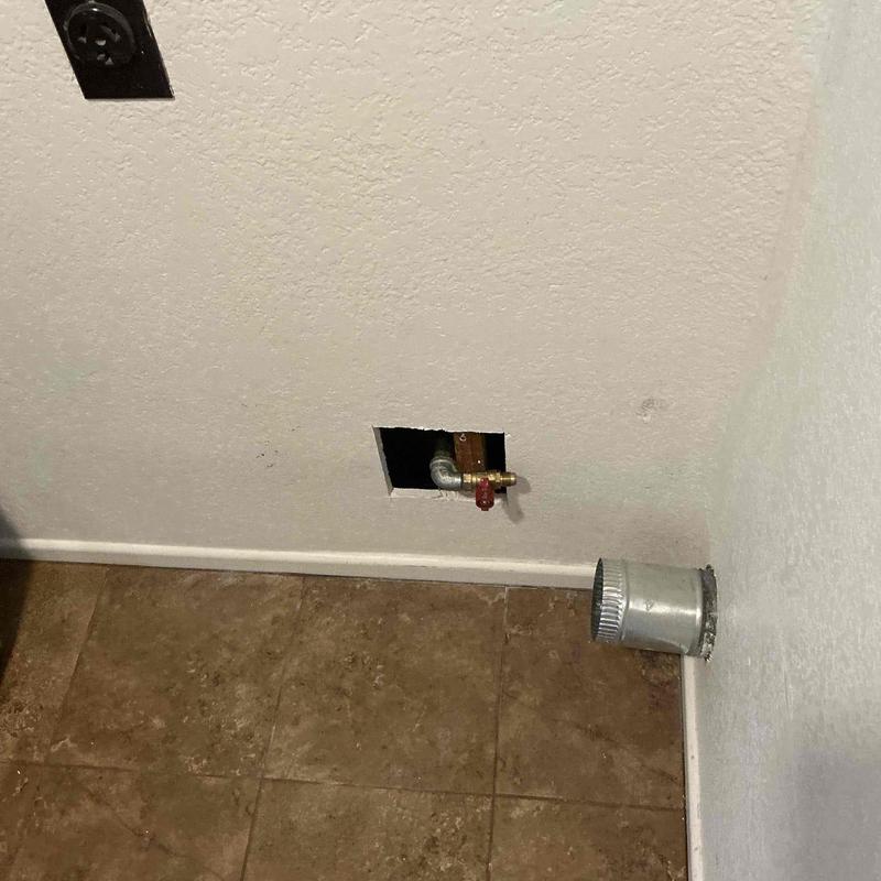 3-inch gas line valve in drywall access hole