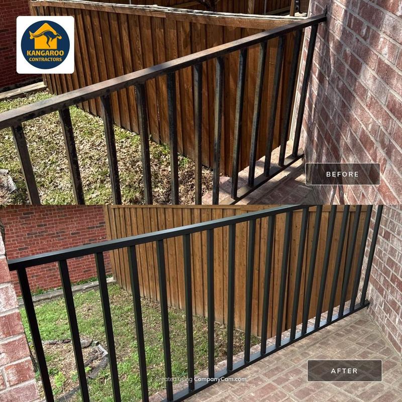 Iron railings painted and restored on outdoor stairs