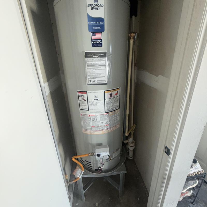 Bradford White 50-gallon gas water heater installed