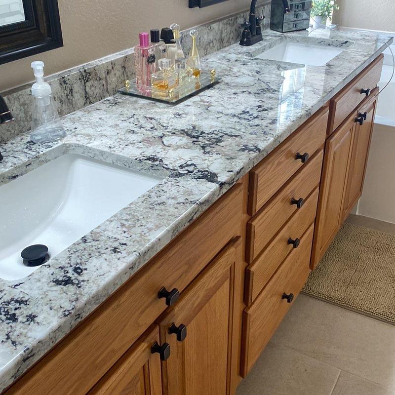 Granite bathroom countertop with dual sinks in McKinney TX Granite bathroom countertop with dual sinks in McKinney TX