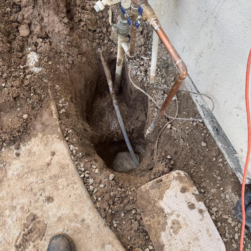 Main water line valve and piping excavation in Goodyear
