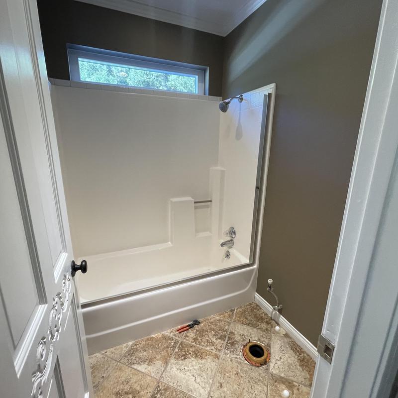 Fiberglass shower removal and bathroom floor prep