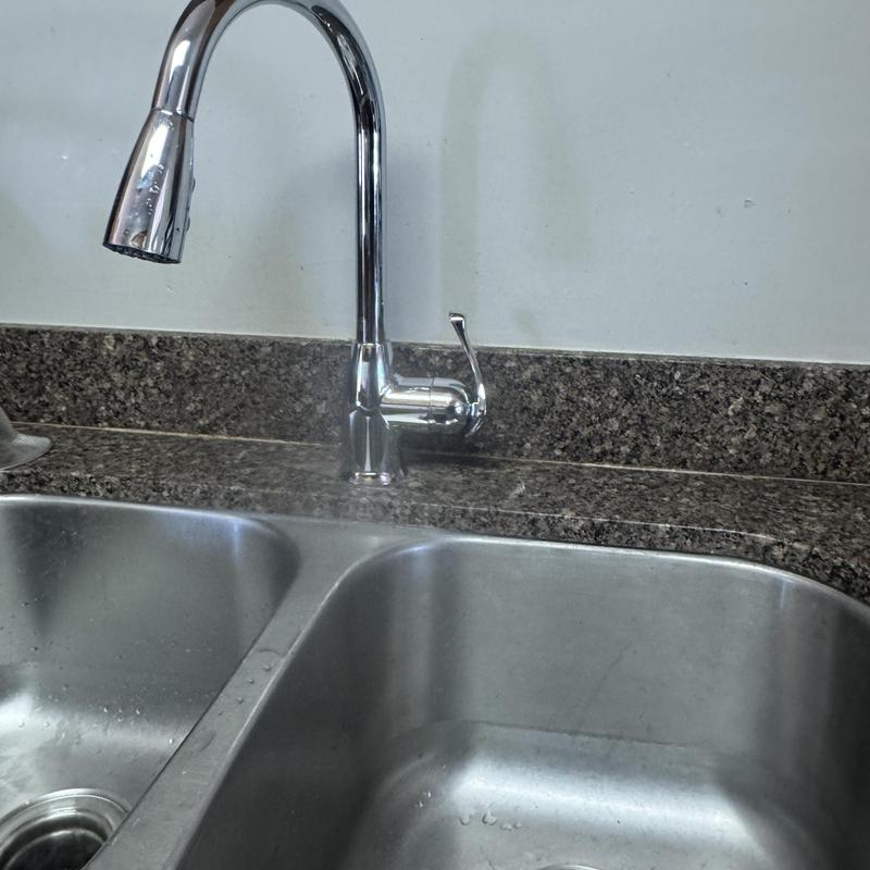 Kitchen faucet and double stainless sink installation