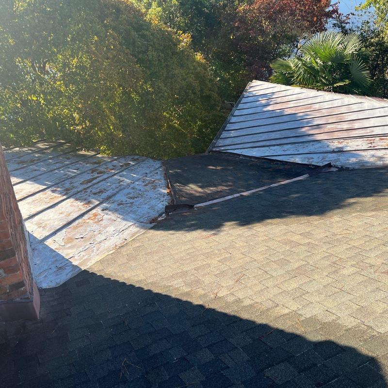 GAF HDZ Weatherwood shingle roof replacement in progress GAF HDZ Weatherwood shingle roof replacement in progress