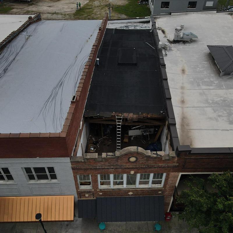 TPO roofing collapse on historic brick building TPO roofing collapse on historic brick building