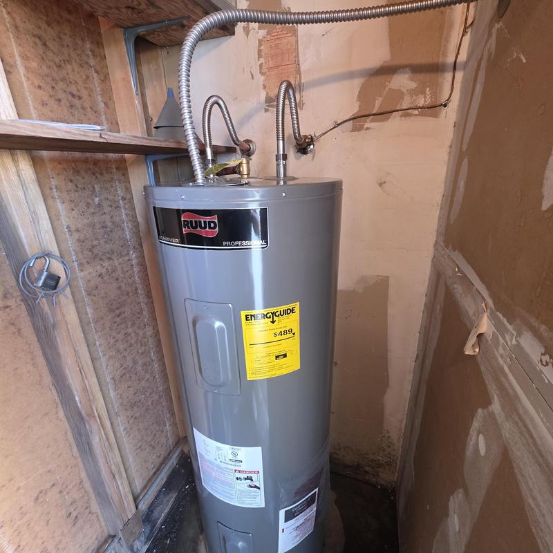 50 gallon electric water heater with new plumbing connections