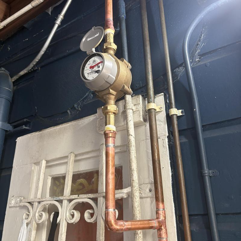 Water sub meter installation on copper piping