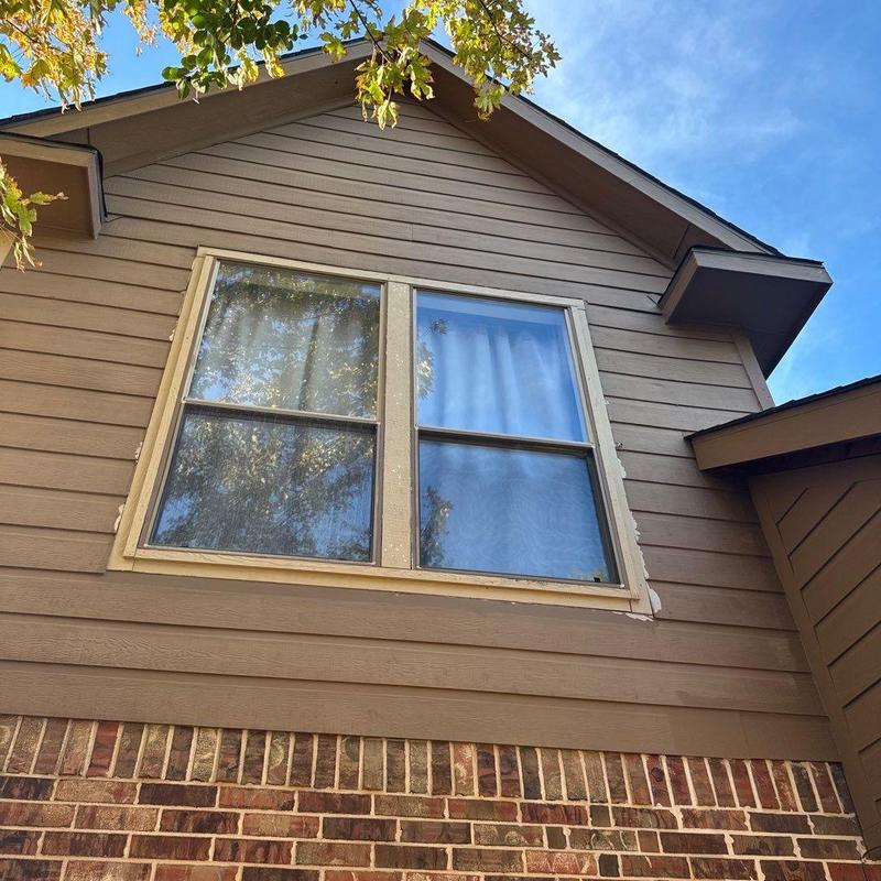 Window trim and siding on house exterior