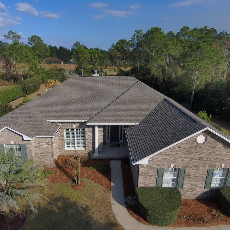 Architectural shingle roof replacement on brick home