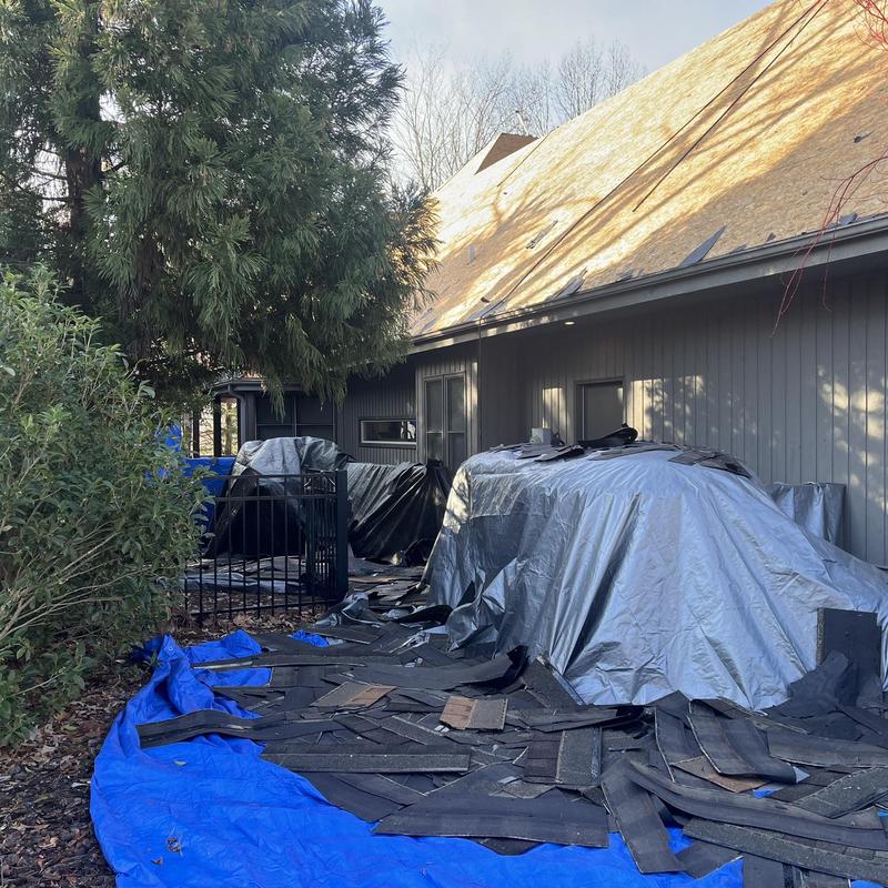 IKO Dynasty Driftshake shingles removal staging area