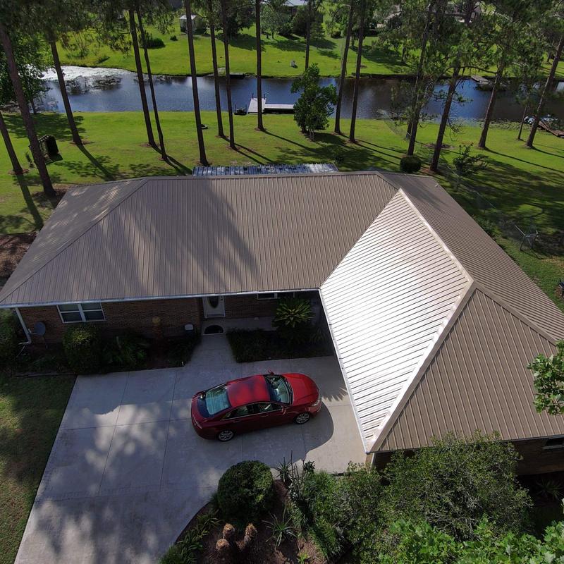 Metal roof installation on residential home in DeFuniak Springs