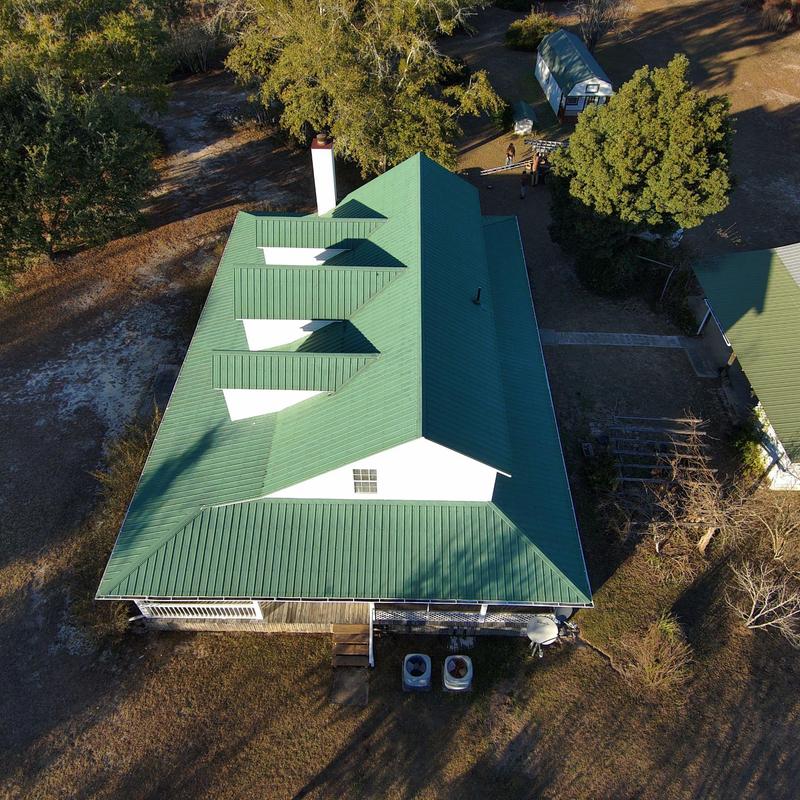 Metal roof with upgraded ZAC screws, aerial view