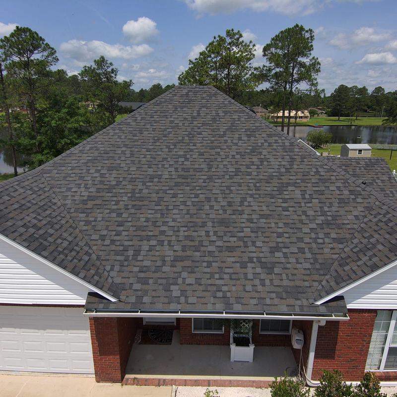 Owens Corning asphalt shingle roof with lake view