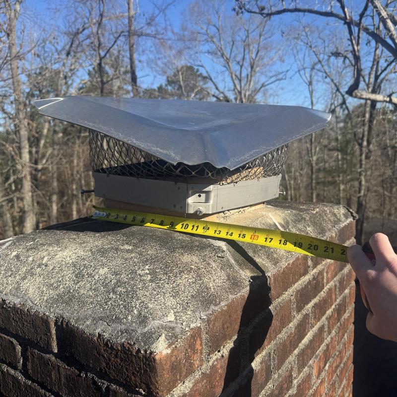 Chimney cap with mesh and metal top measuring tape Chimney cap with mesh and metal top measuring tape