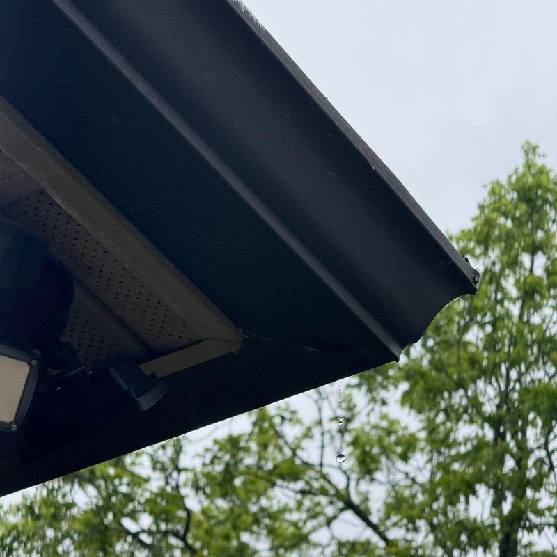 Gutter system with water dripping inspection outdoors