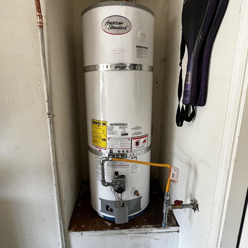 American Standard water heater with new gas valve installed