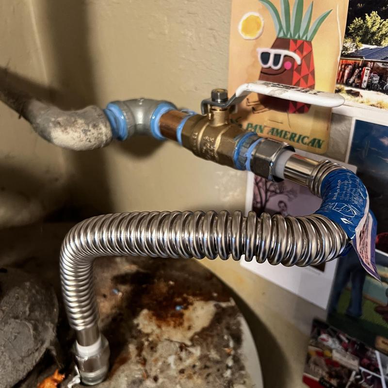 3/4 inch ball valve and flexible water connector installation