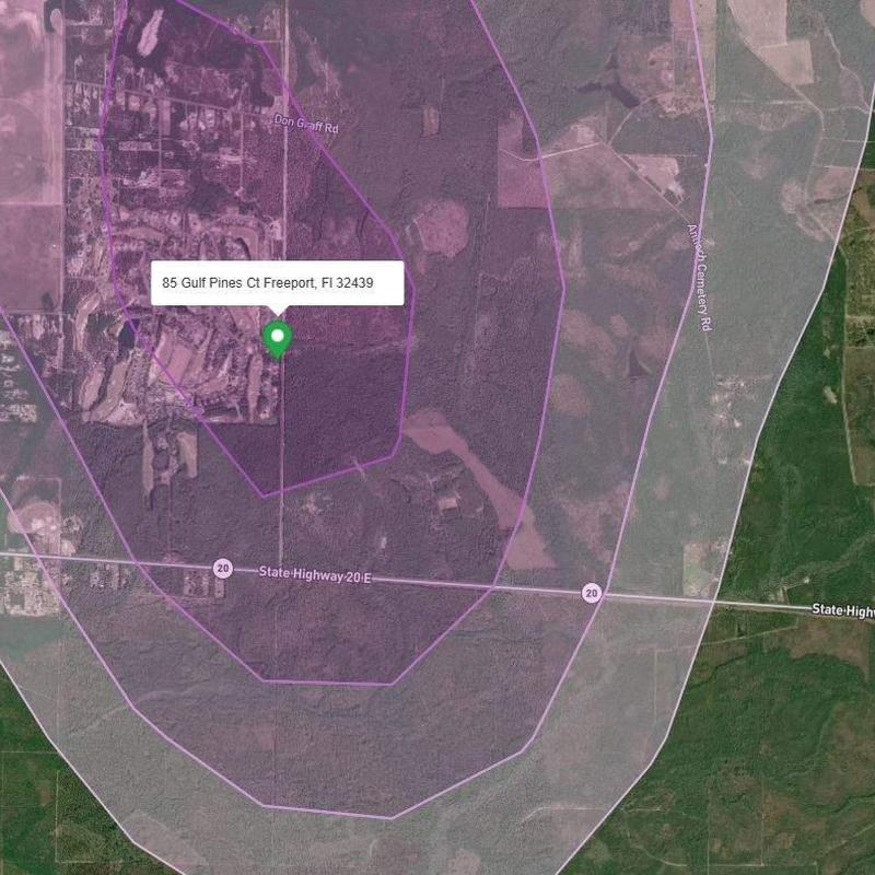 Roof hail damage zone mapping at Freeport address