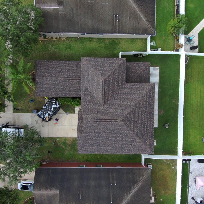 IKO Dynasty Shadow Brown shingle roof replacement aerial view