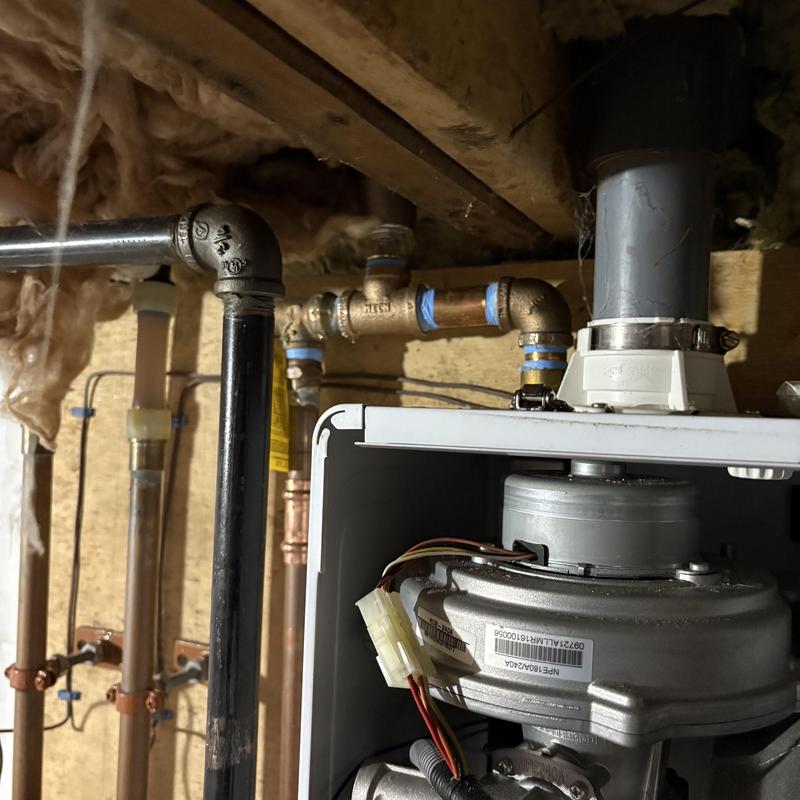 Navien combo boiler with added service ports and vent