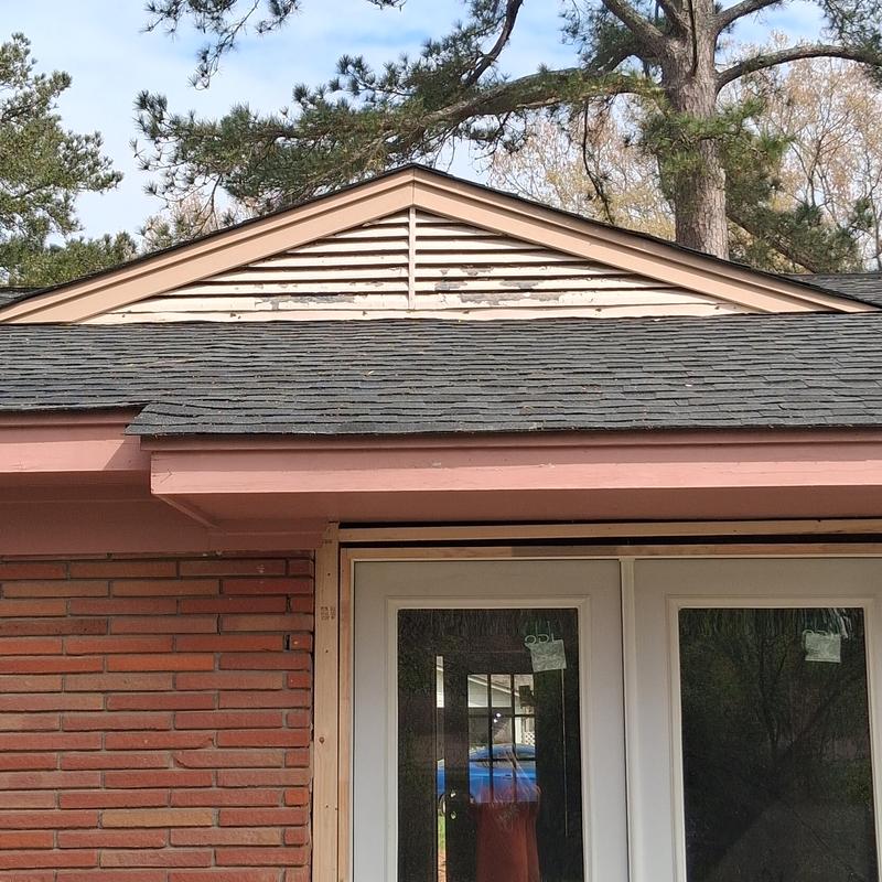 Gable dormer fascia board and trim exterior view