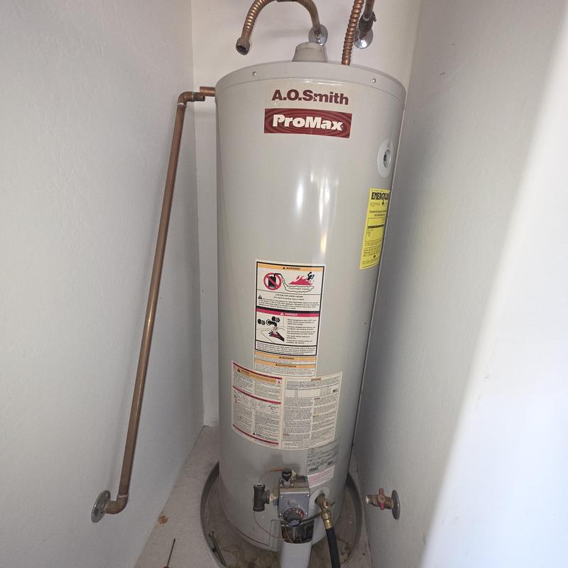 Natural gas water heater with new ball valve and pipes