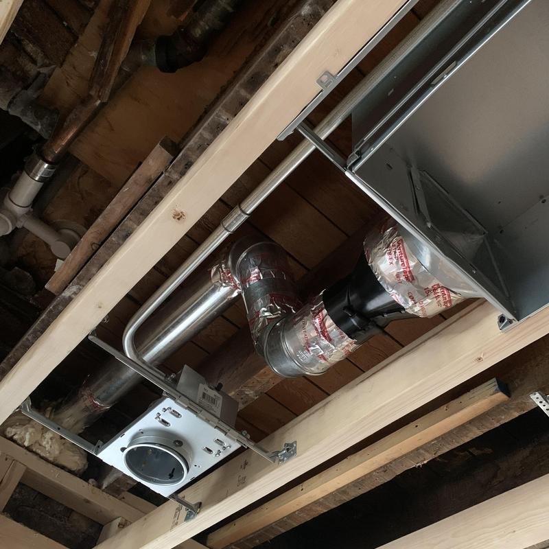Bathroom exhaust fan 4-inch piping installation