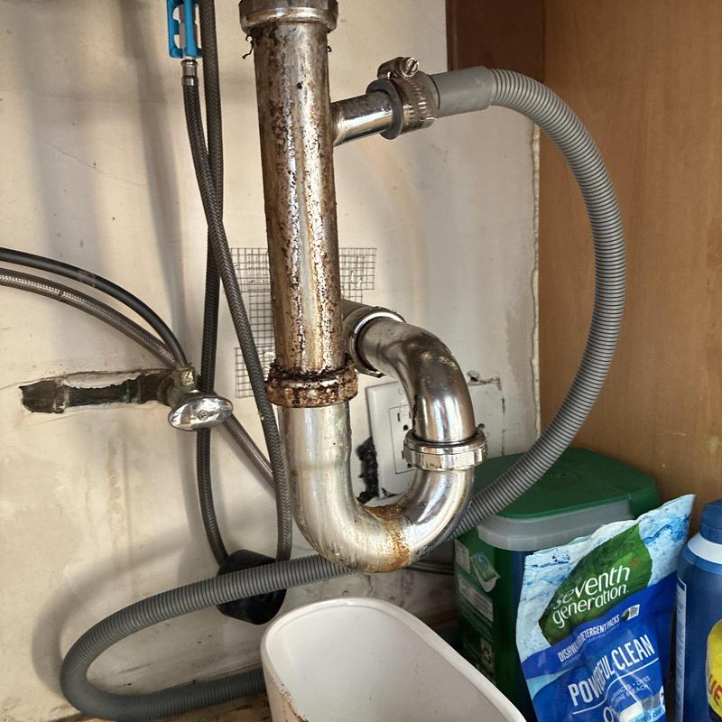 Kitchen sink P-trap and tailpiece drain pipes