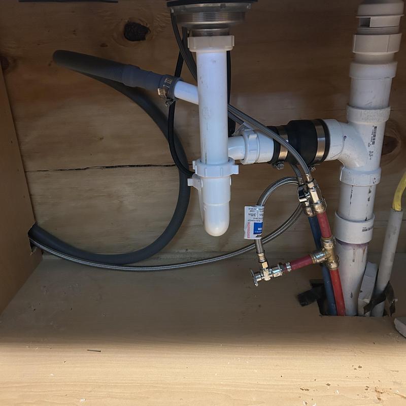 Kitchen sink plumbing with new shut-off valve and regulator Kitchen sink plumbing with new shut-off valve and regulator