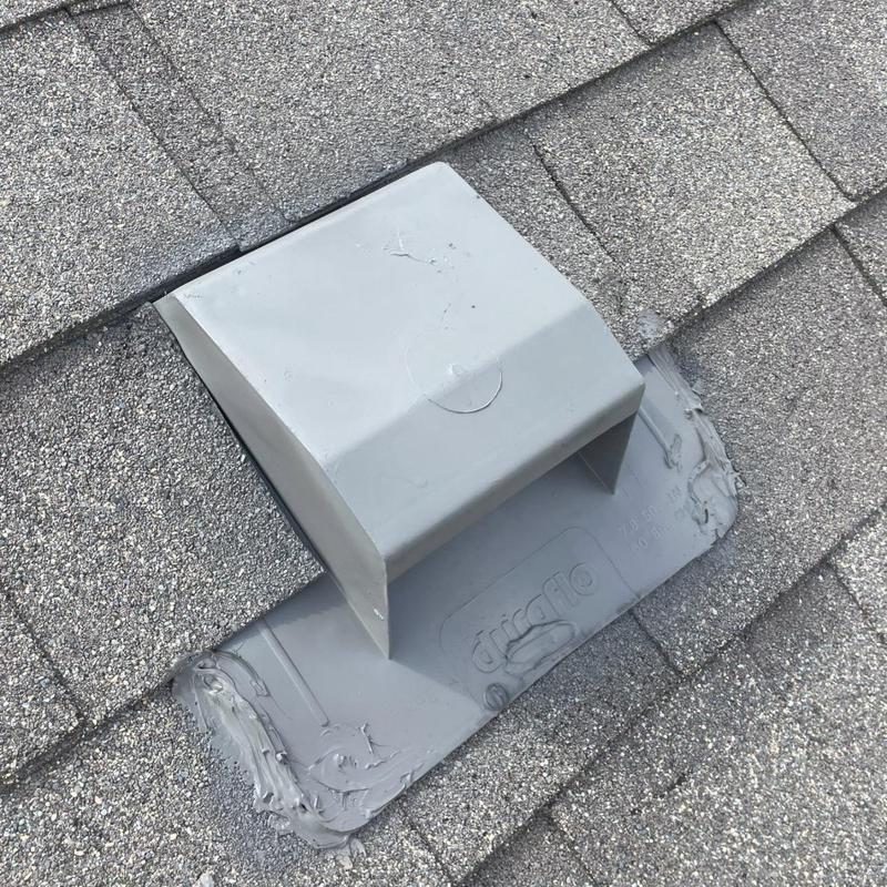 Roof vent sealing with roofing sealant on asphalt shingles