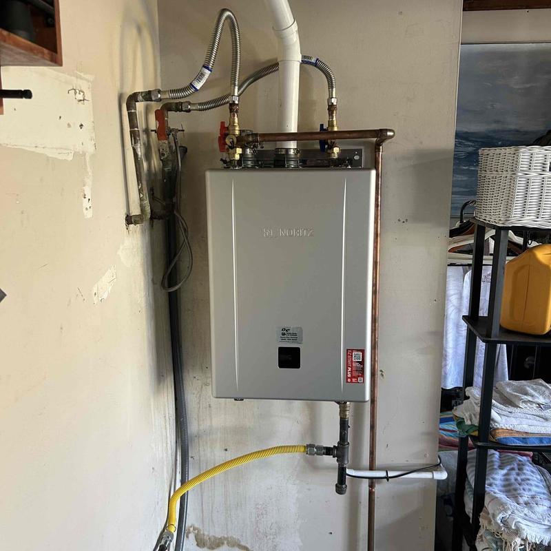 NORITZ EZ111 tankless water heater installation in garage