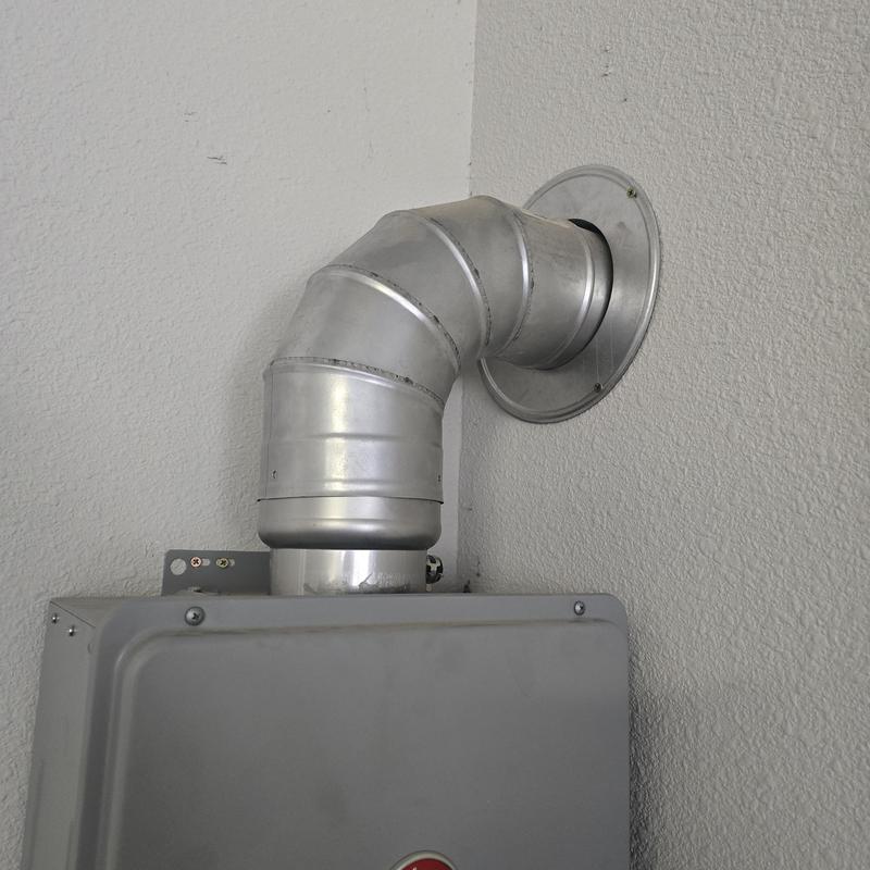 Tankless water heater vent pipe installation detail