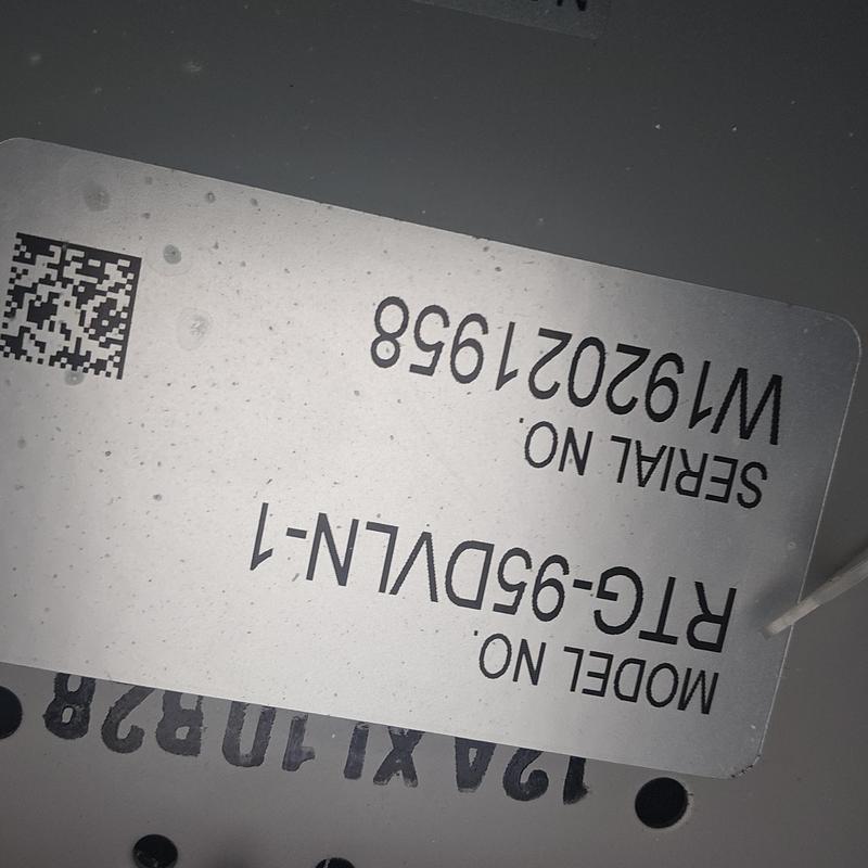 Tankless water heater model and serial number label