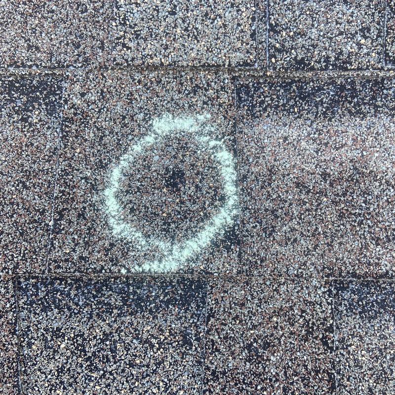 Architectural shingle granule loss marked for inspection