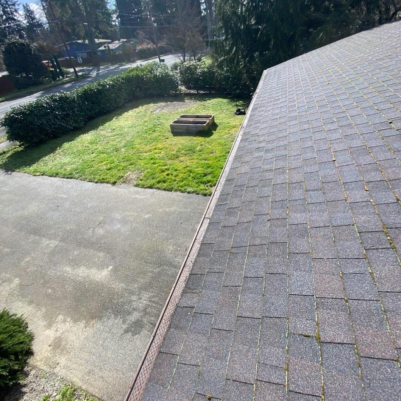 Gutter system with leaf guard on residential roof