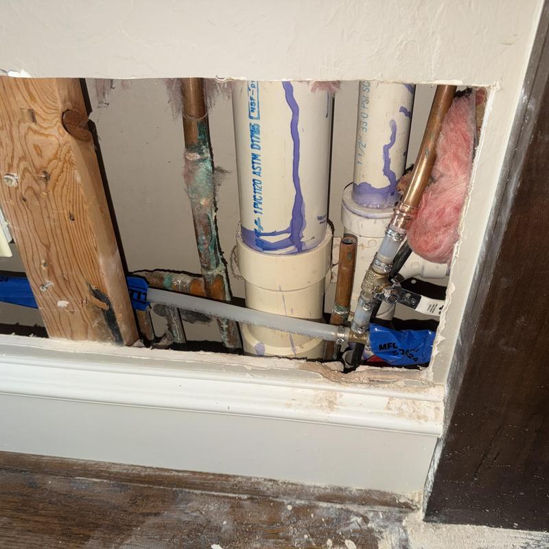 Slab leak plumbing pipes with reroute repair work