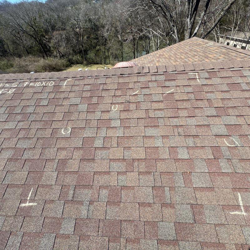 Asphalt shingle roof hail damage inspection markings