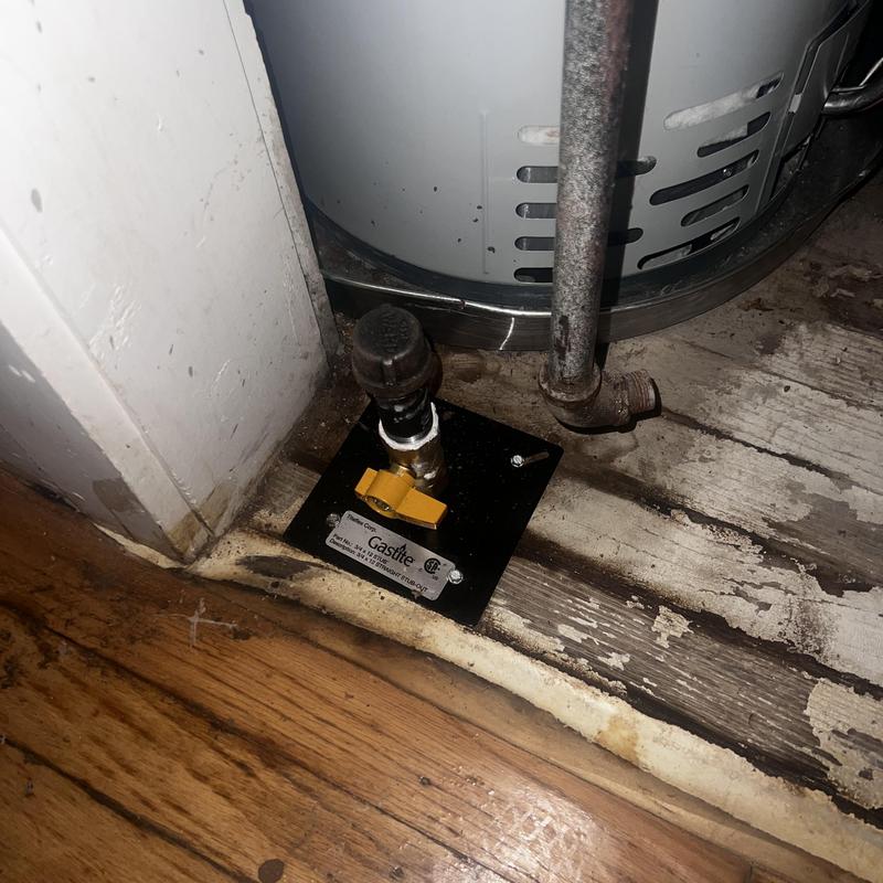 Gas shutoff valve and piping near water heater