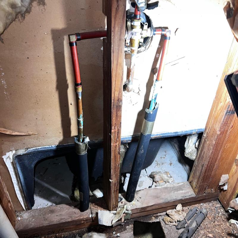 Shower valve water leak and copper piping repair