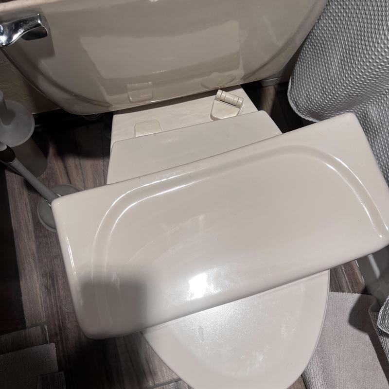 Toilet seat replacement on residential toilet tank in Edmond