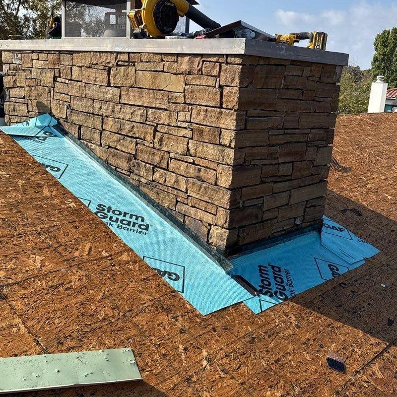 Chimney flashing with GAF StormGuard ice and water shield Chimney flashing with GAF StormGuard ice and water shield