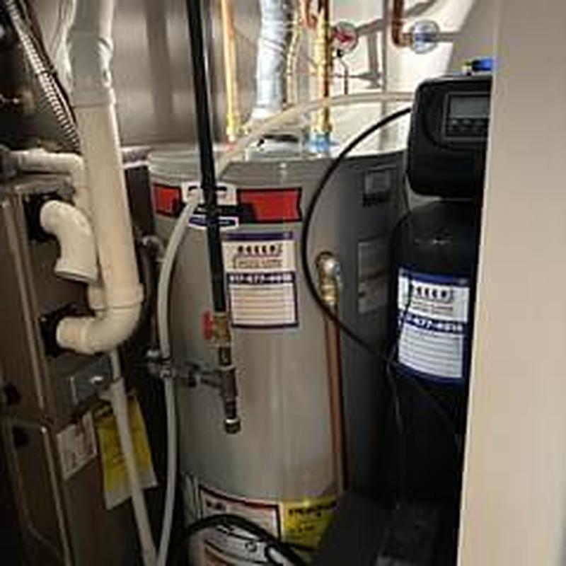50-gallon gas water heater and water softener system
