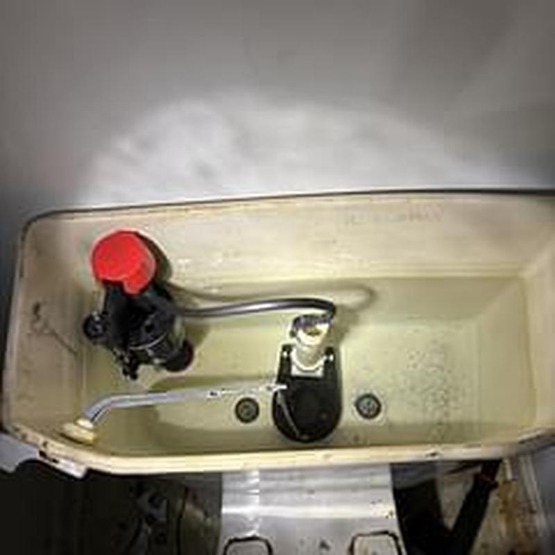 Toilet tank with fill valve and flush valve assembly