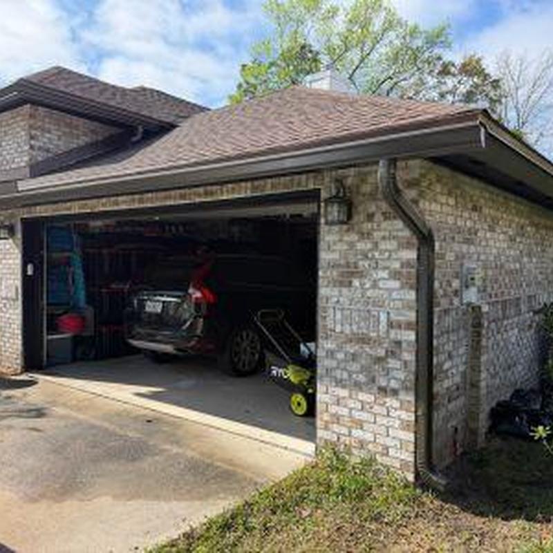 6 K style gutter on brick house exterior