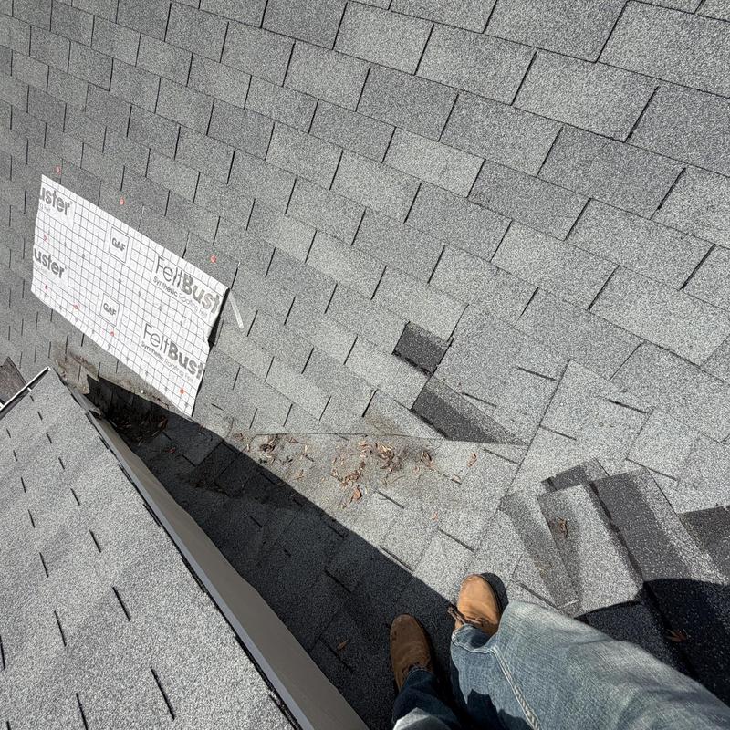 Roof valley reflashing with new underlayment installed