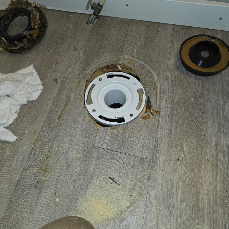Toilet flange replacement on subfloor repair
